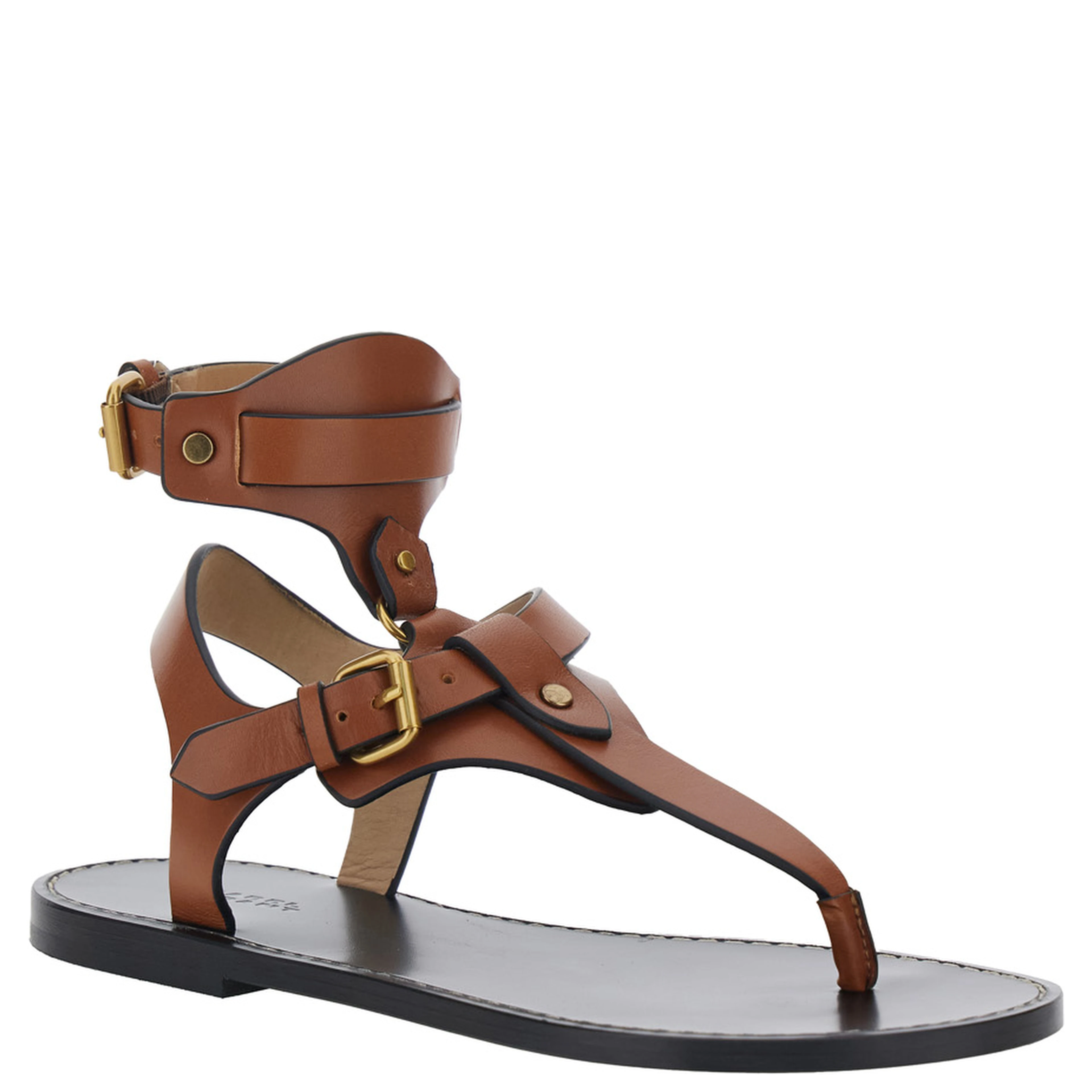 Eveena Sandals with Adjustable Buckle Closure in Brown Leather for Women