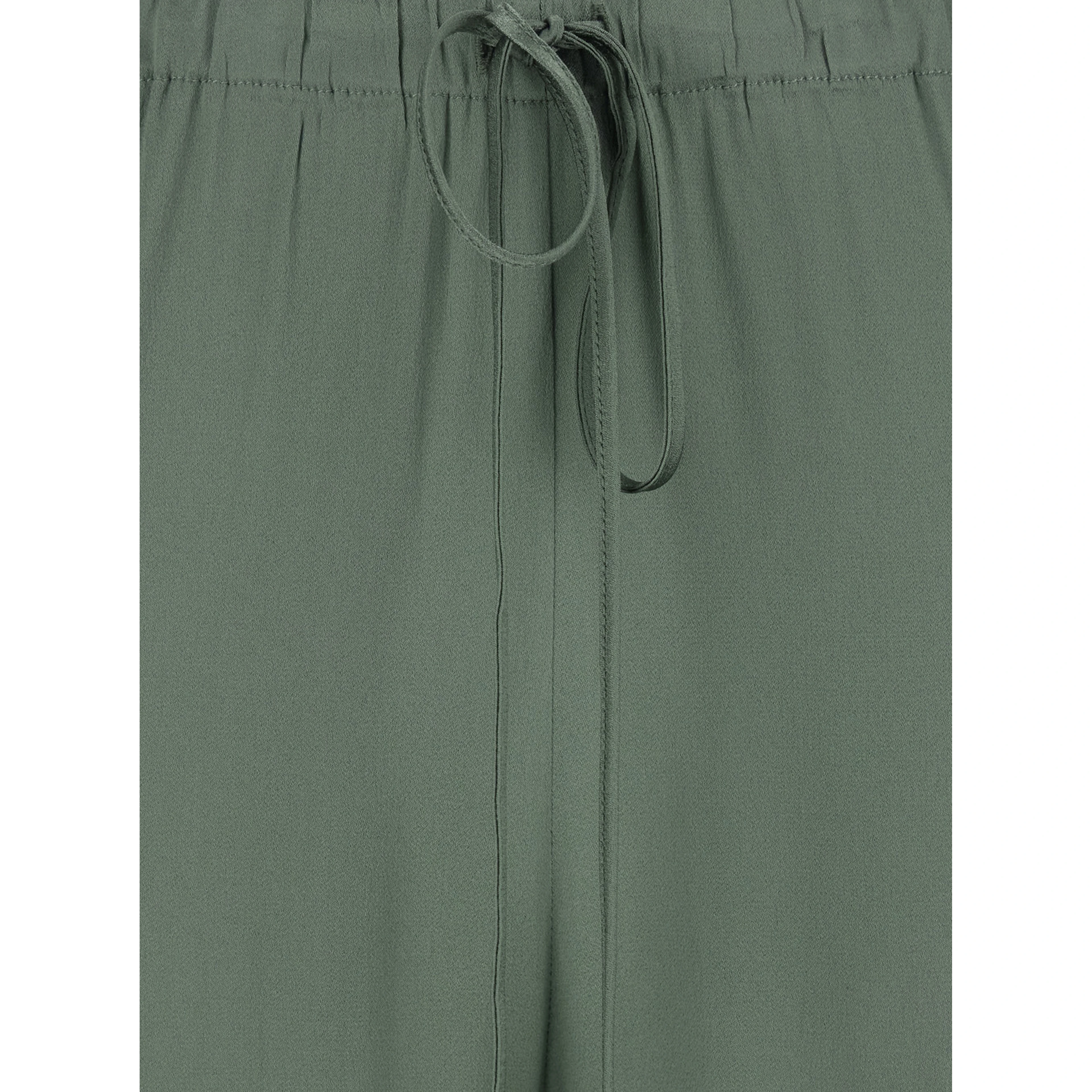 Green Womens Pants with Elastic Waist and Drawstring in Silk Blend