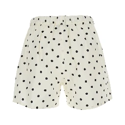 White Shorts with All-Over Polka Dot Print in Cotton for Women