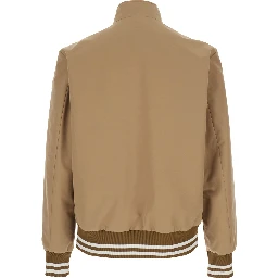 Reversible Prieure Puffer Jacket with Logo Patch on Sleeve in Beige for Men
