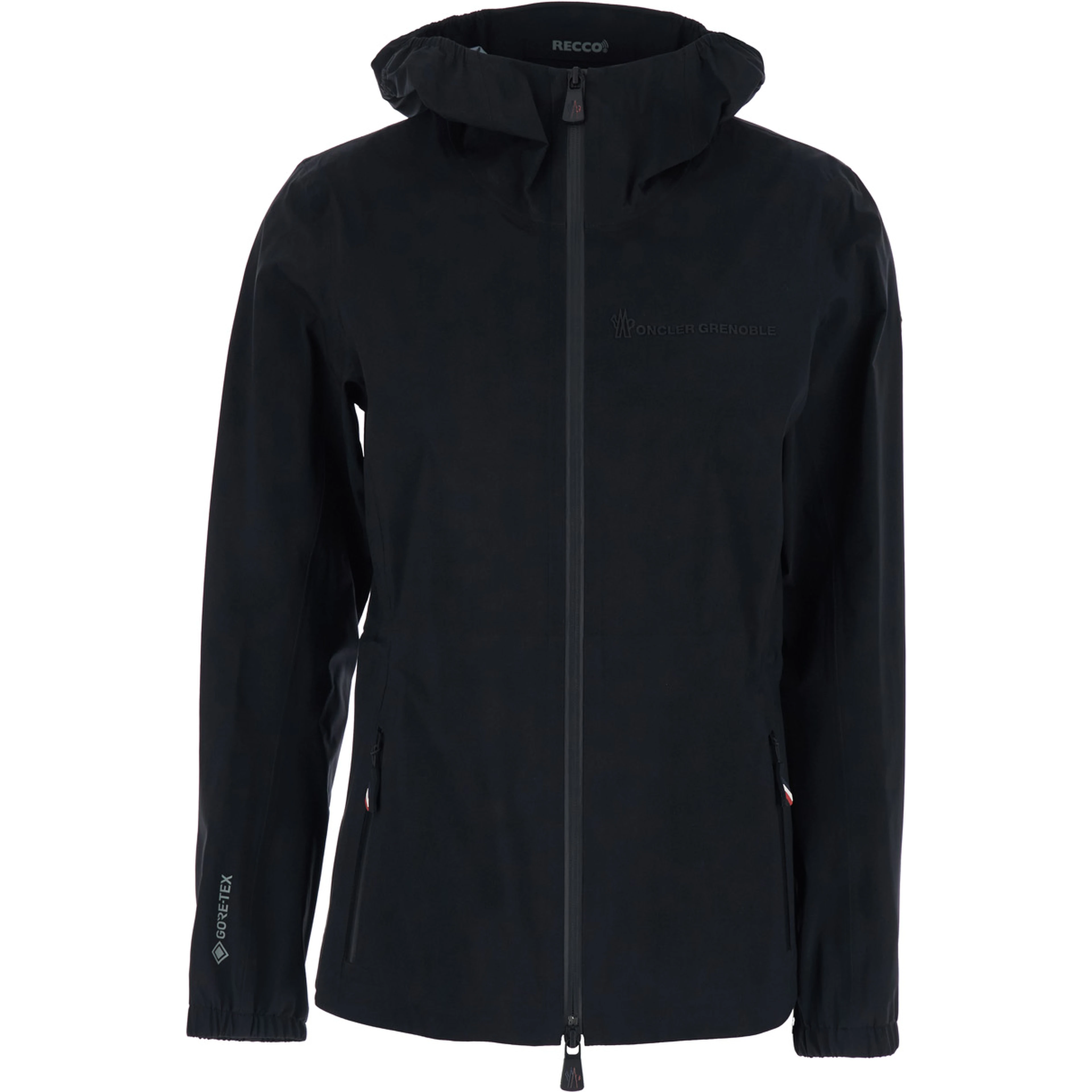 Valles Jacket with Hood and Logo Lettering on the Front in Black Tech Fabric for Women