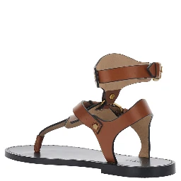 Eveena Sandals with Adjustable Buckle Closure in Brown Leather for Women
