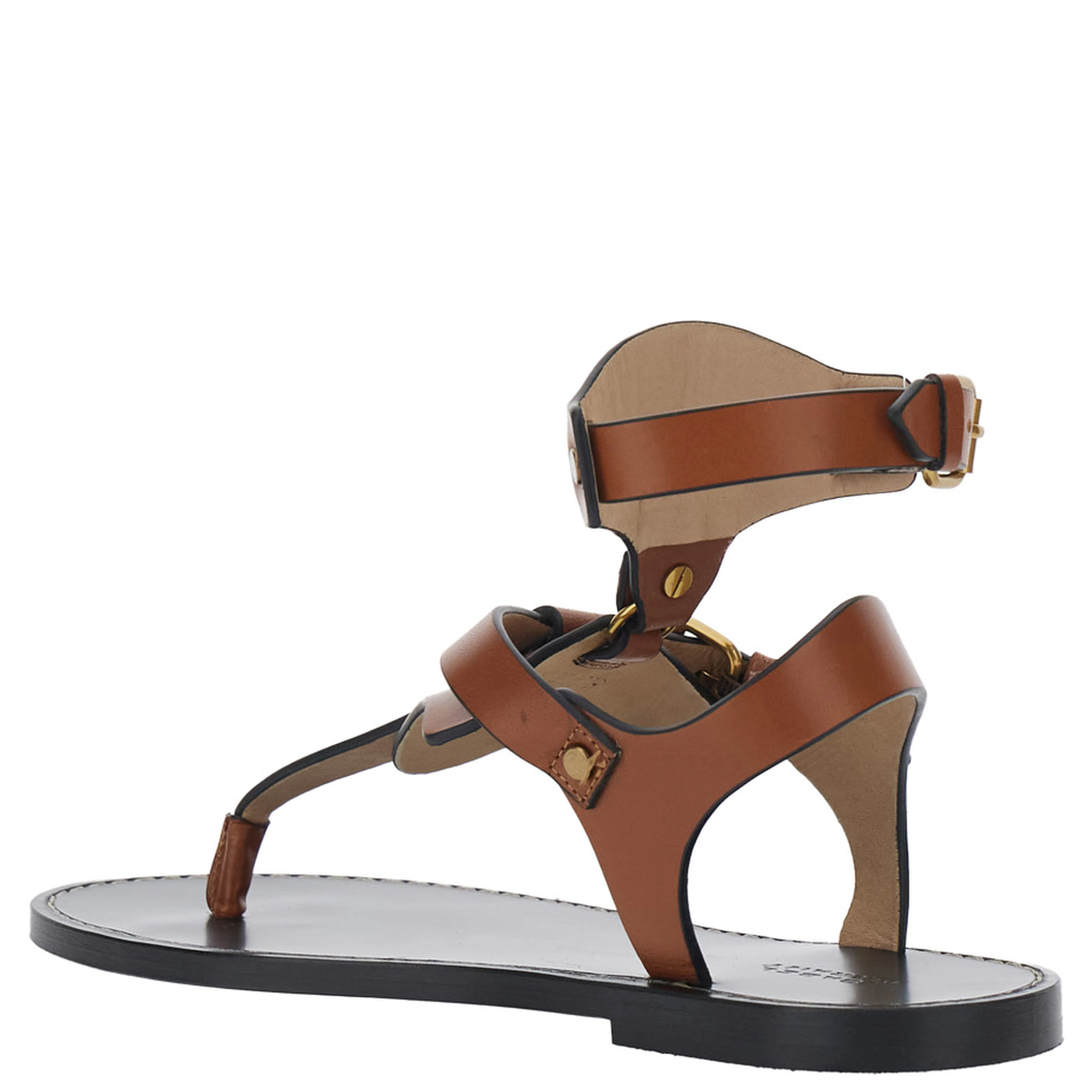 Eveena Sandals with Adjustable Buckle Closure in Brown Leather for Women