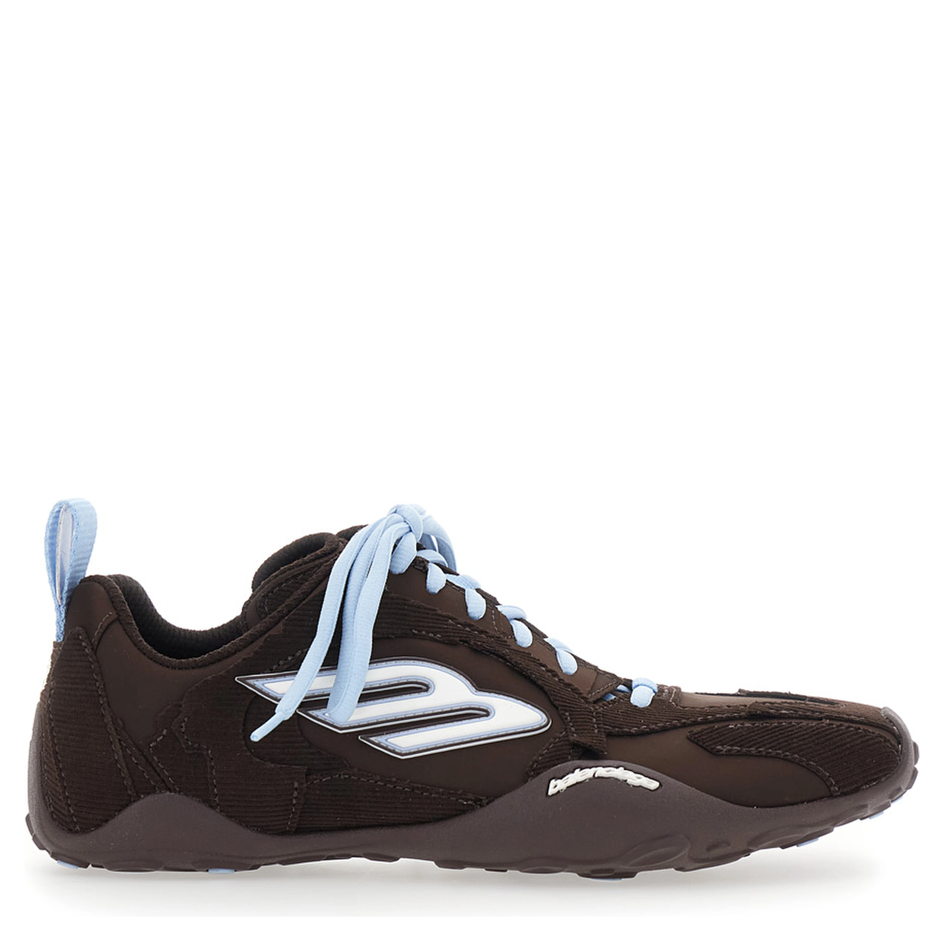 Sneaker Monday Ultra Low Top with Logo Detail on the Side and Velvet Inserts in Brown Tech Fabric for Women
