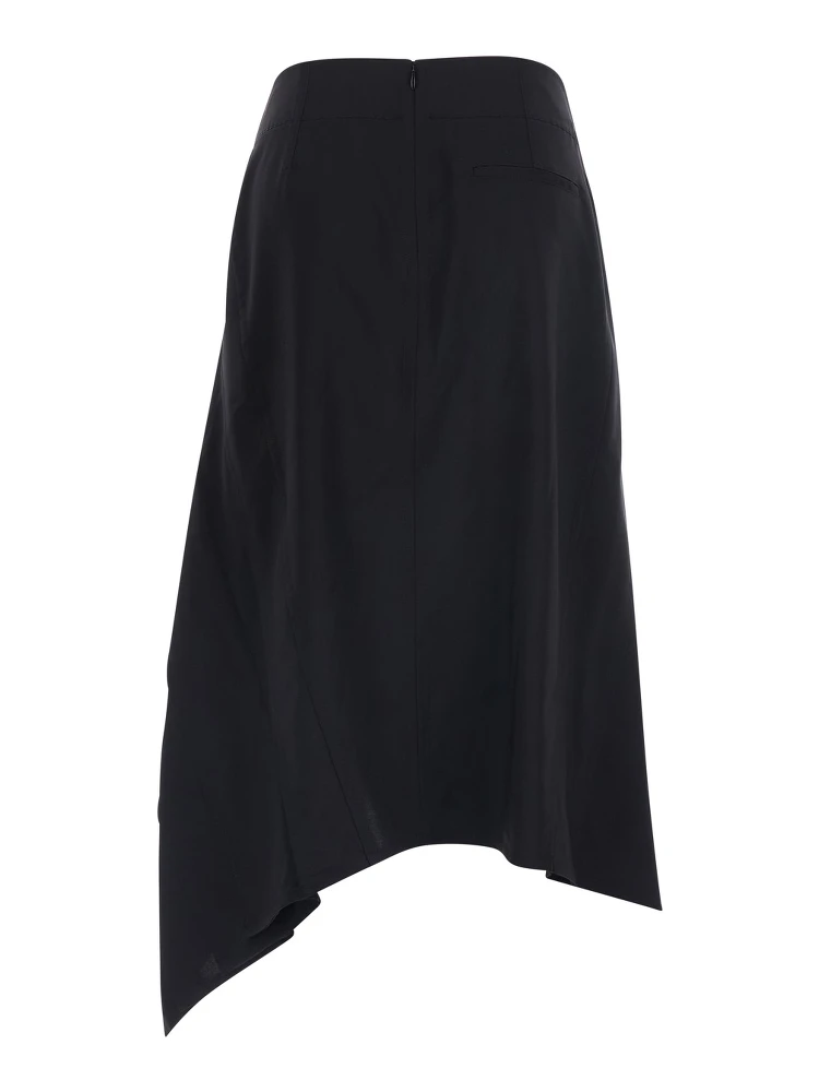 Black Midi skirt with all-over ruffles in wool for women alternative