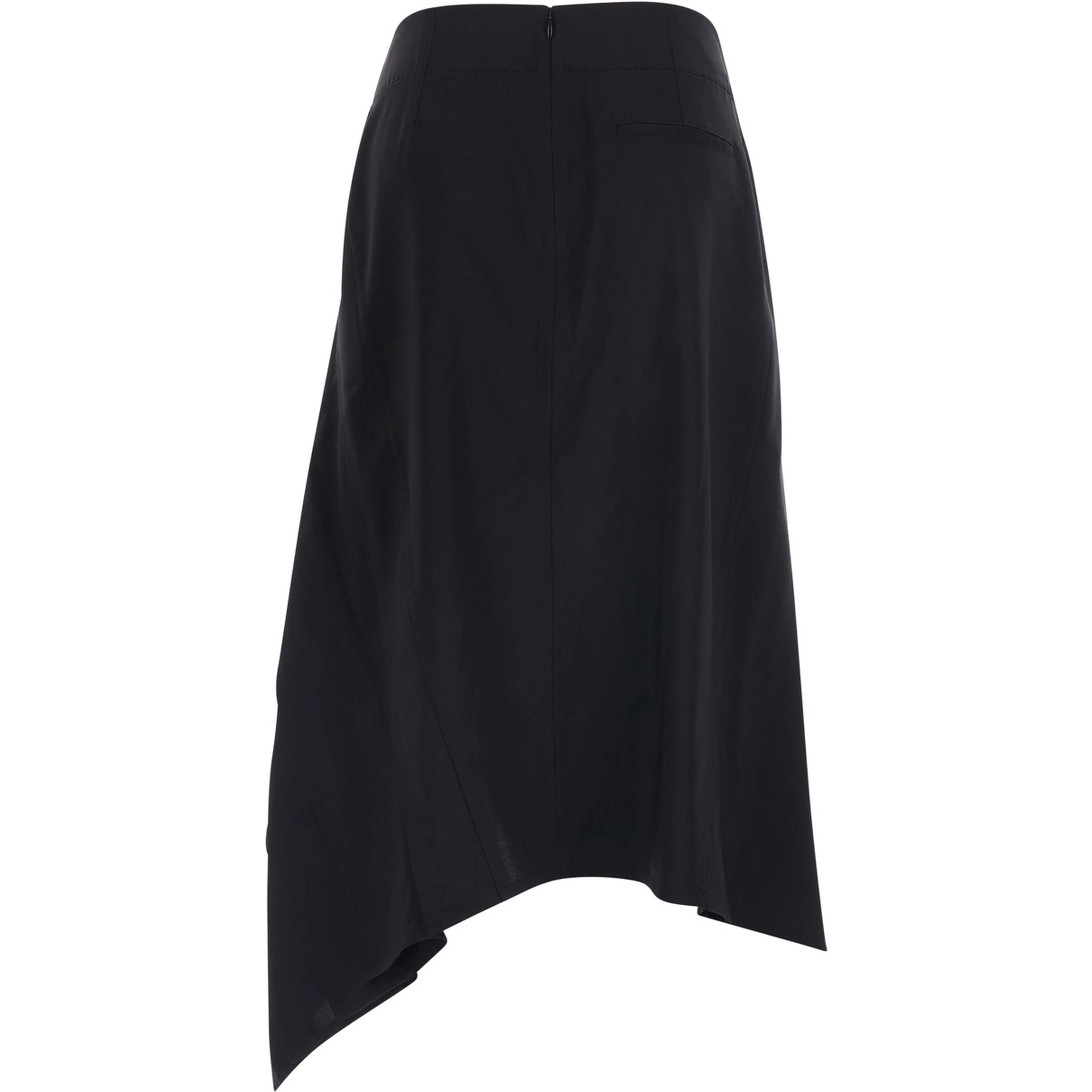 Black Midi skirt with all-over ruffles in wool for women