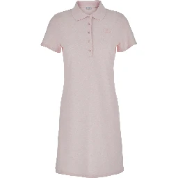 Pink Dress with Polo Collar and Front Logo in Cotton for Women