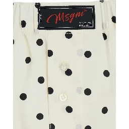 White Shorts with All-Over Polka Dot Print in Cotton for Women