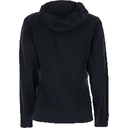 Valles Jacket with Hood and Logo Lettering on the Front in Black Tech Fabric for Women