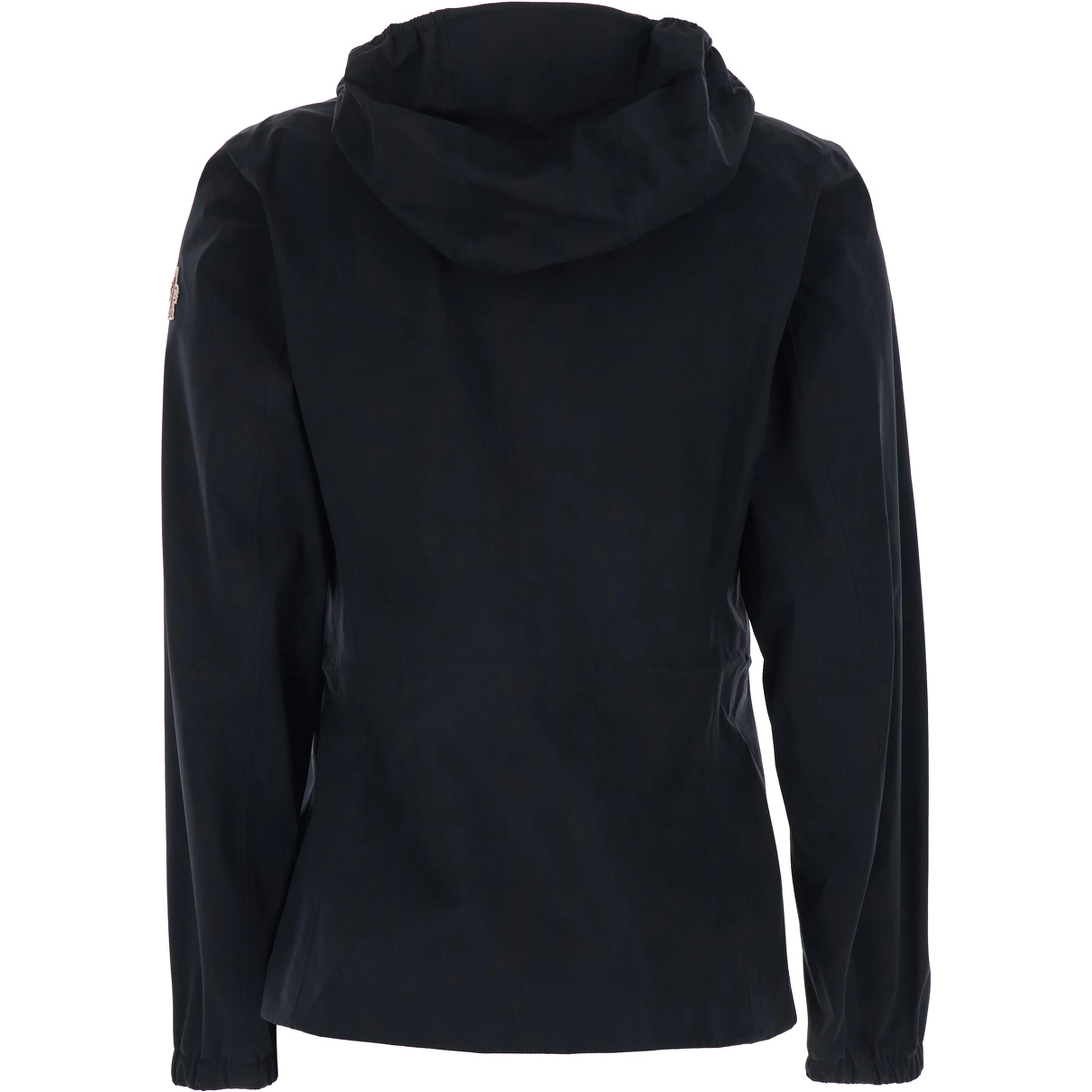 Valles Jacket with Hood and Logo Lettering on the Front in Black Tech Fabric for Women
