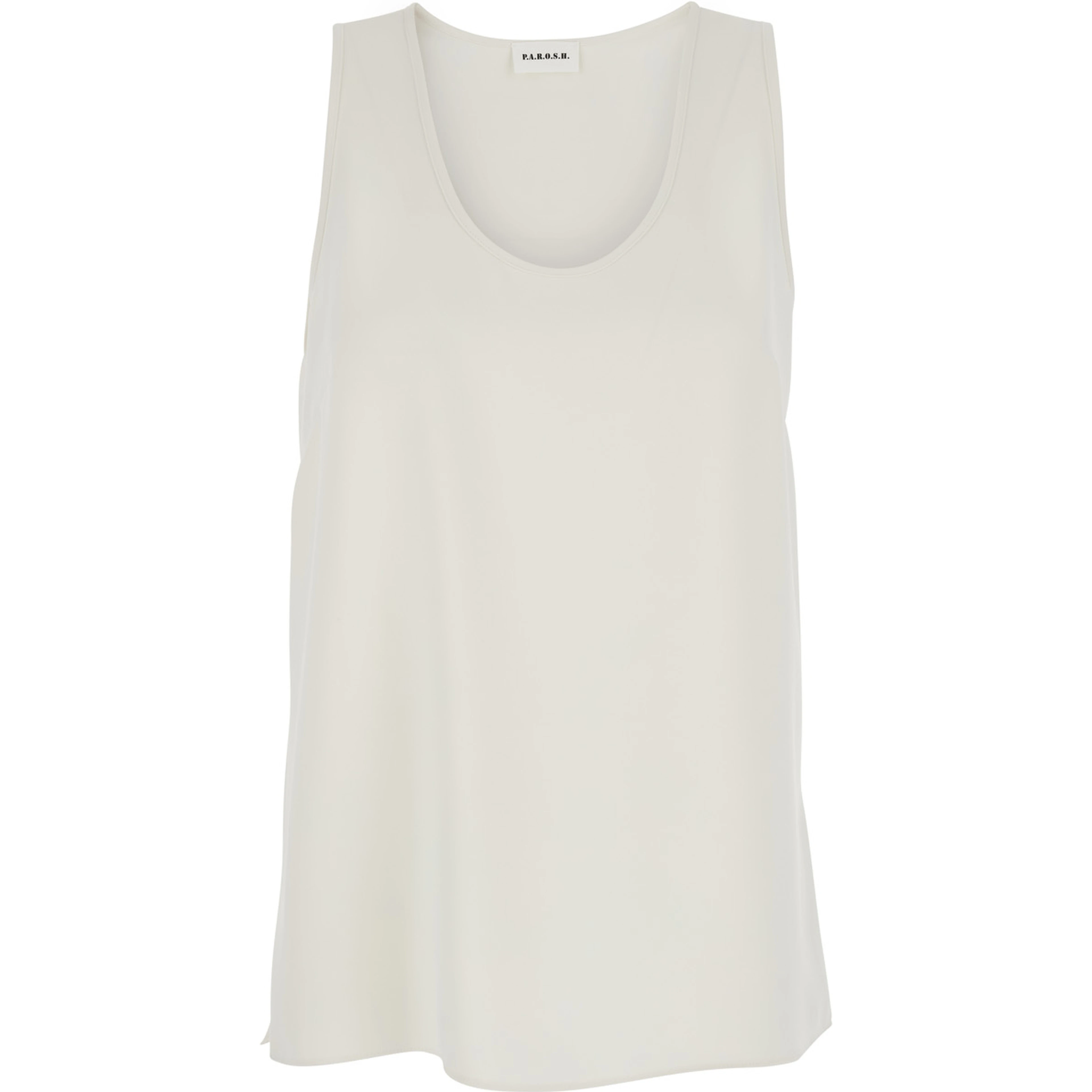Sleeveless Top with Round Neck in White Fabric for Women