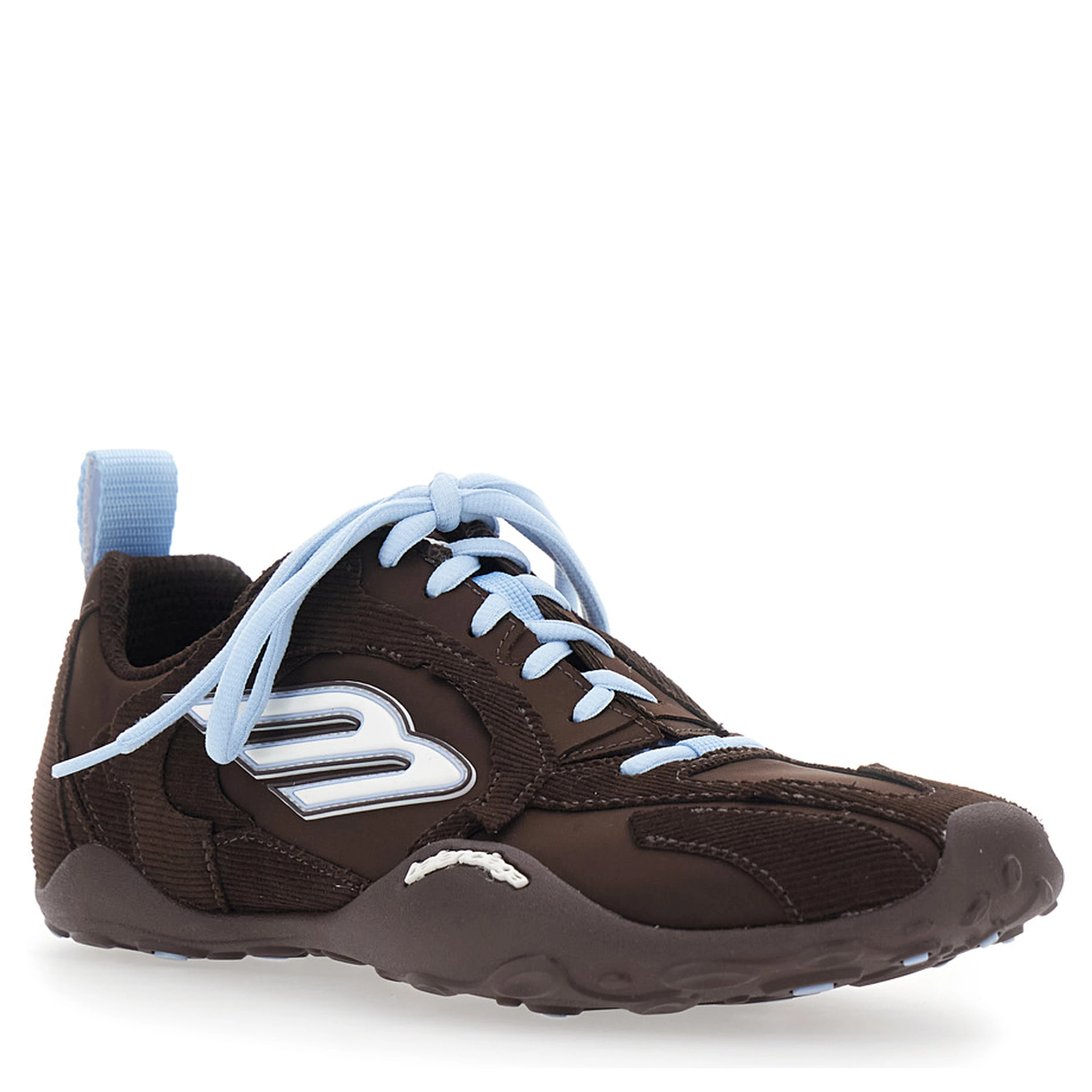 Sneaker Monday Ultra Low Top with Logo Detail on the Side and Velvet Inserts in Brown Tech Fabric for Women