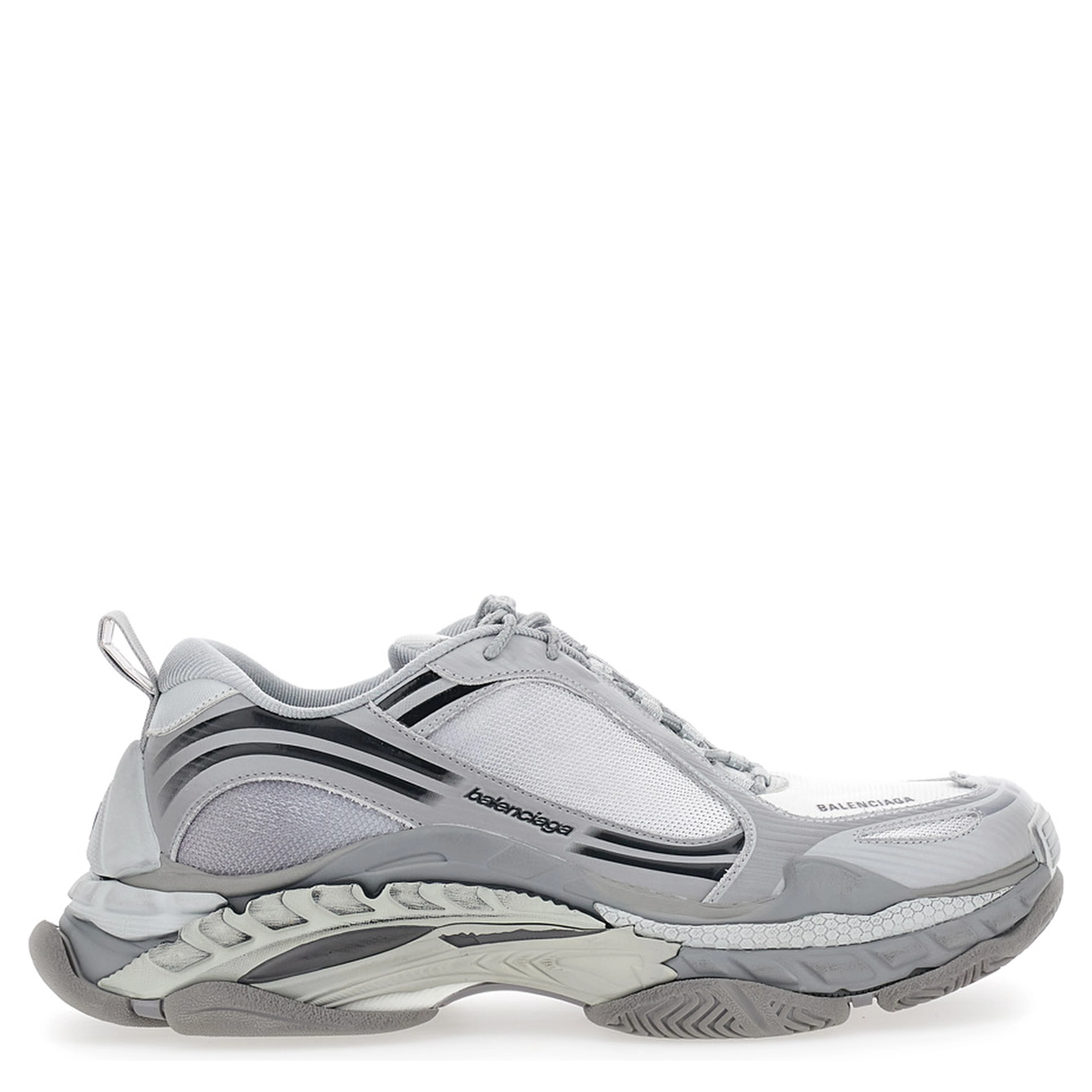 TRIPLE-S 2 Grey Sneakers with Logo on the front and back and Worn Effect in Leather for men