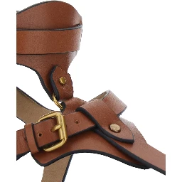 Eveena Sandals with Adjustable Buckle Closure in Brown Leather for Women