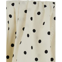White Top with round neckline and All-over Polka Dot Motif in Cotton Women
