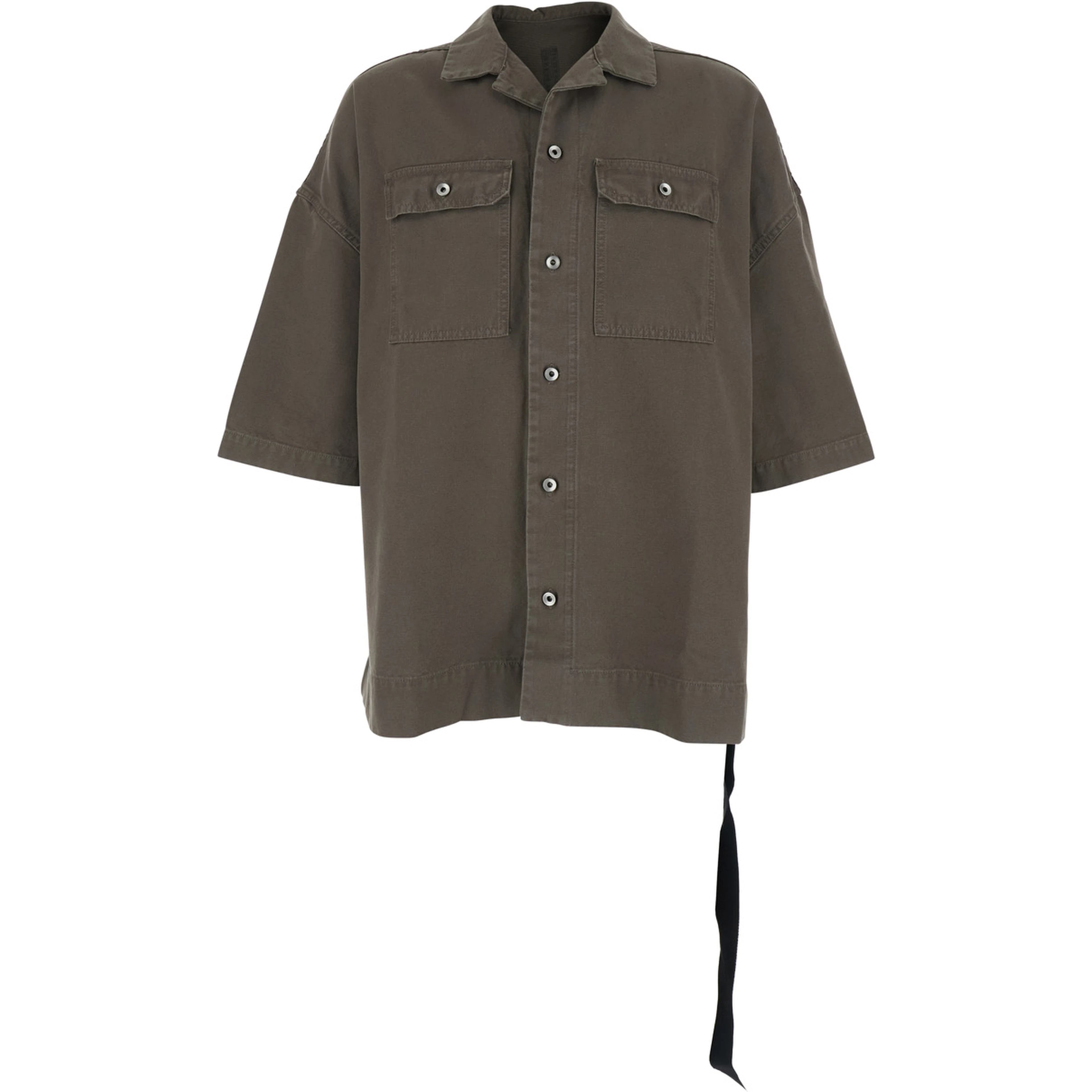 Mens Magnum Tommy Short Sleeve Button-Up Shirt in Grey Cotton