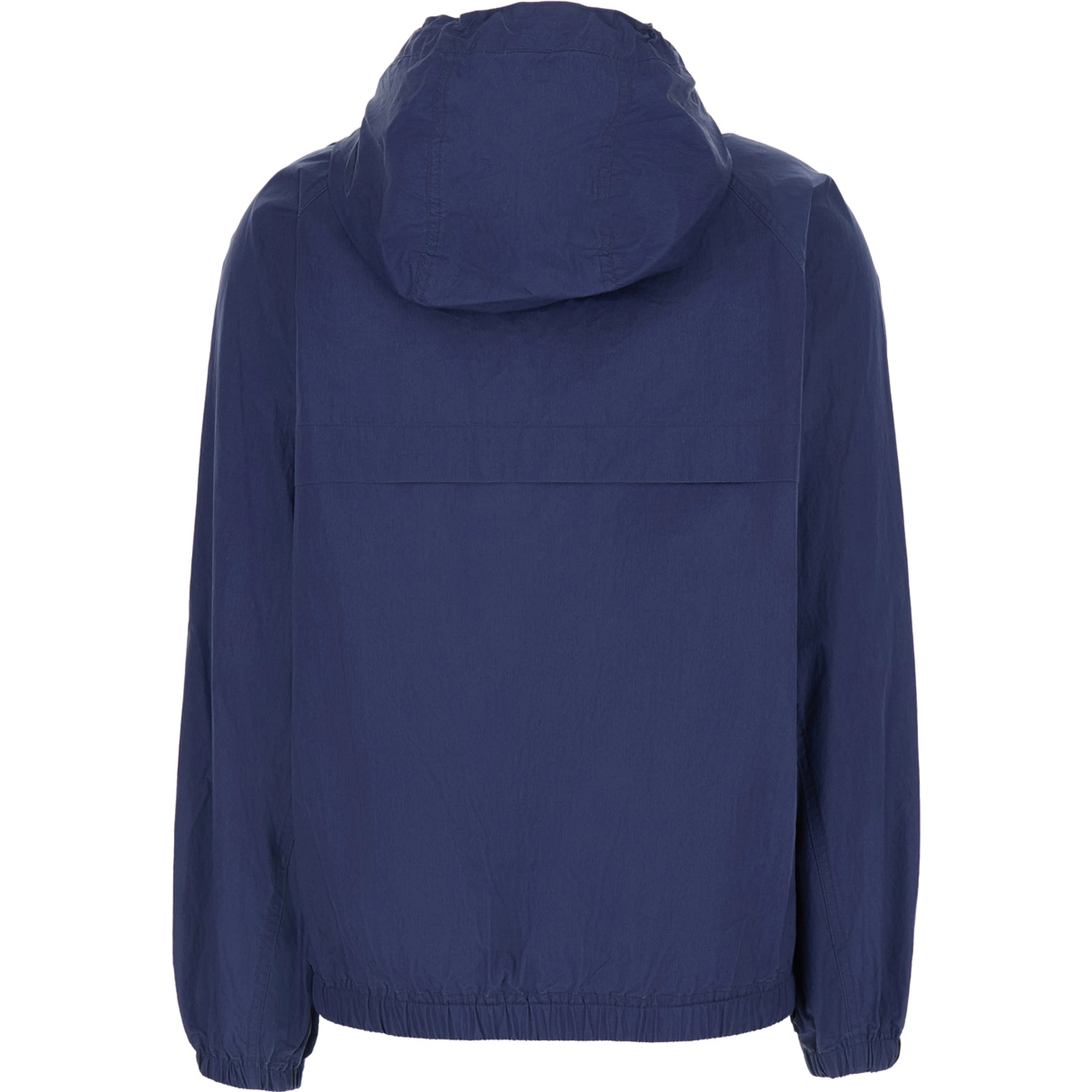 Blue Jacket with Front Zip Closure and Fixed Hood in Cotton Blend for Women