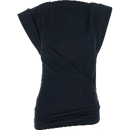 Maisan Black Crew Neck T-Shirt in Cotton for Women