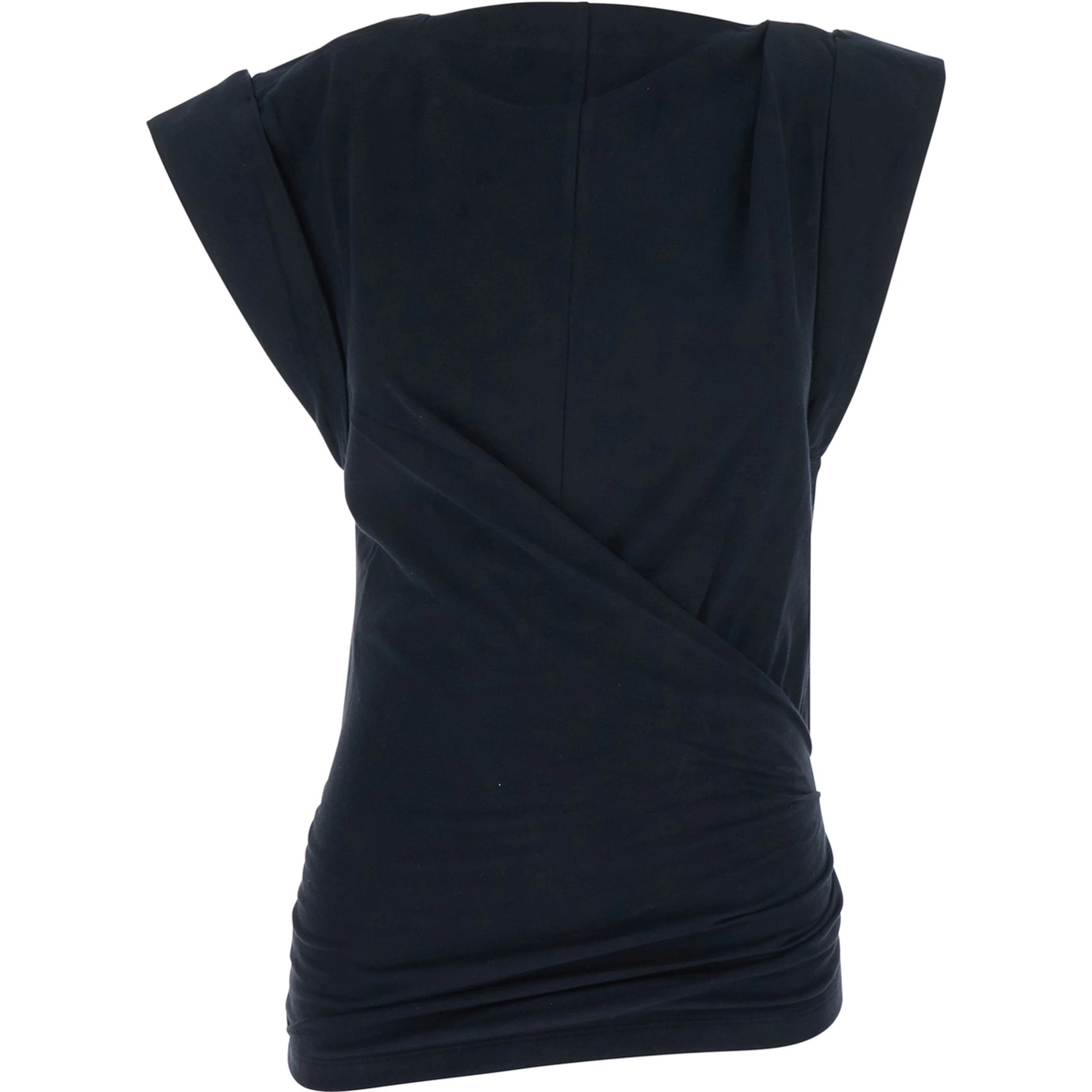 Maisan Black Crew Neck T-Shirt in Cotton for Women