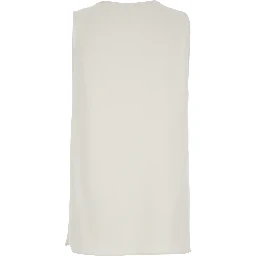 Sleeveless Top with Round Neck in White Fabric for Women