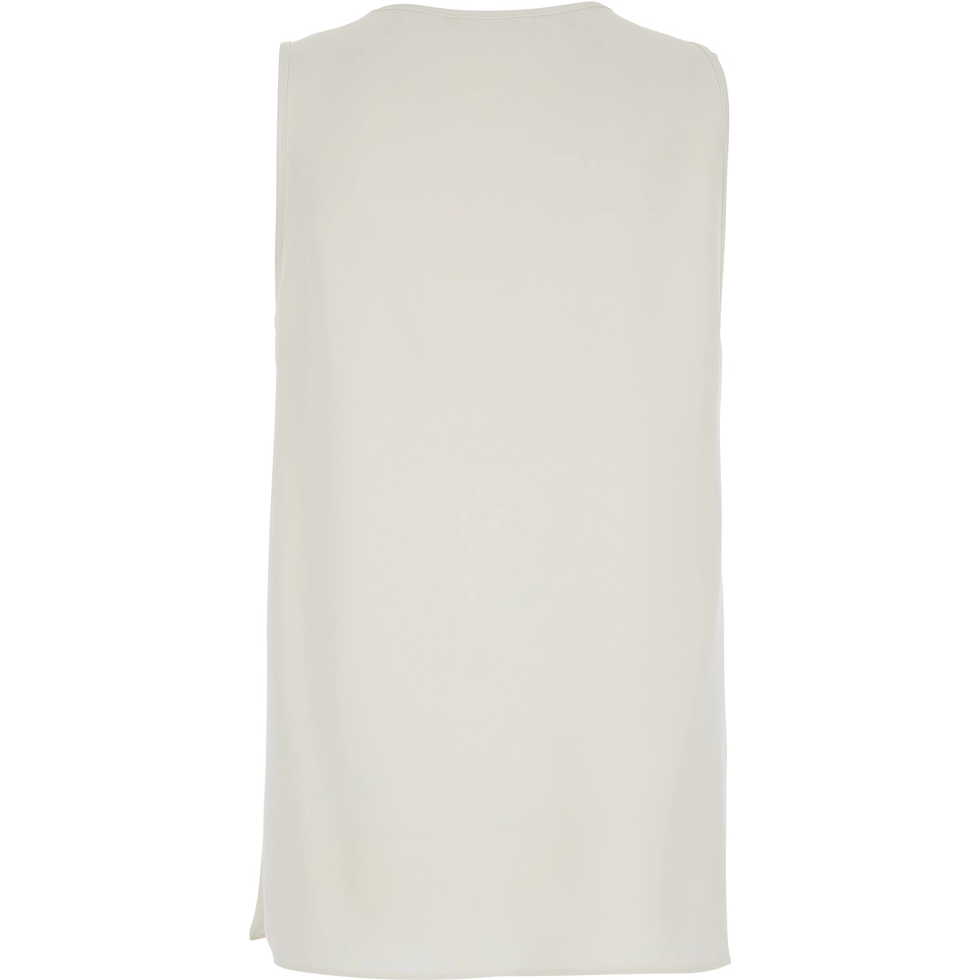 Sleeveless Top with Round Neck in White Fabric for Women