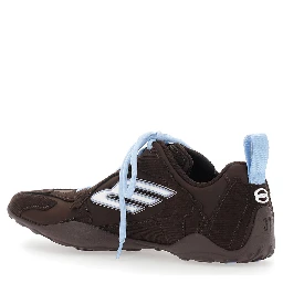 Sneaker Monday Ultra Low Top with Logo Detail on the Side and Velvet Inserts in Brown Tech Fabric for Women