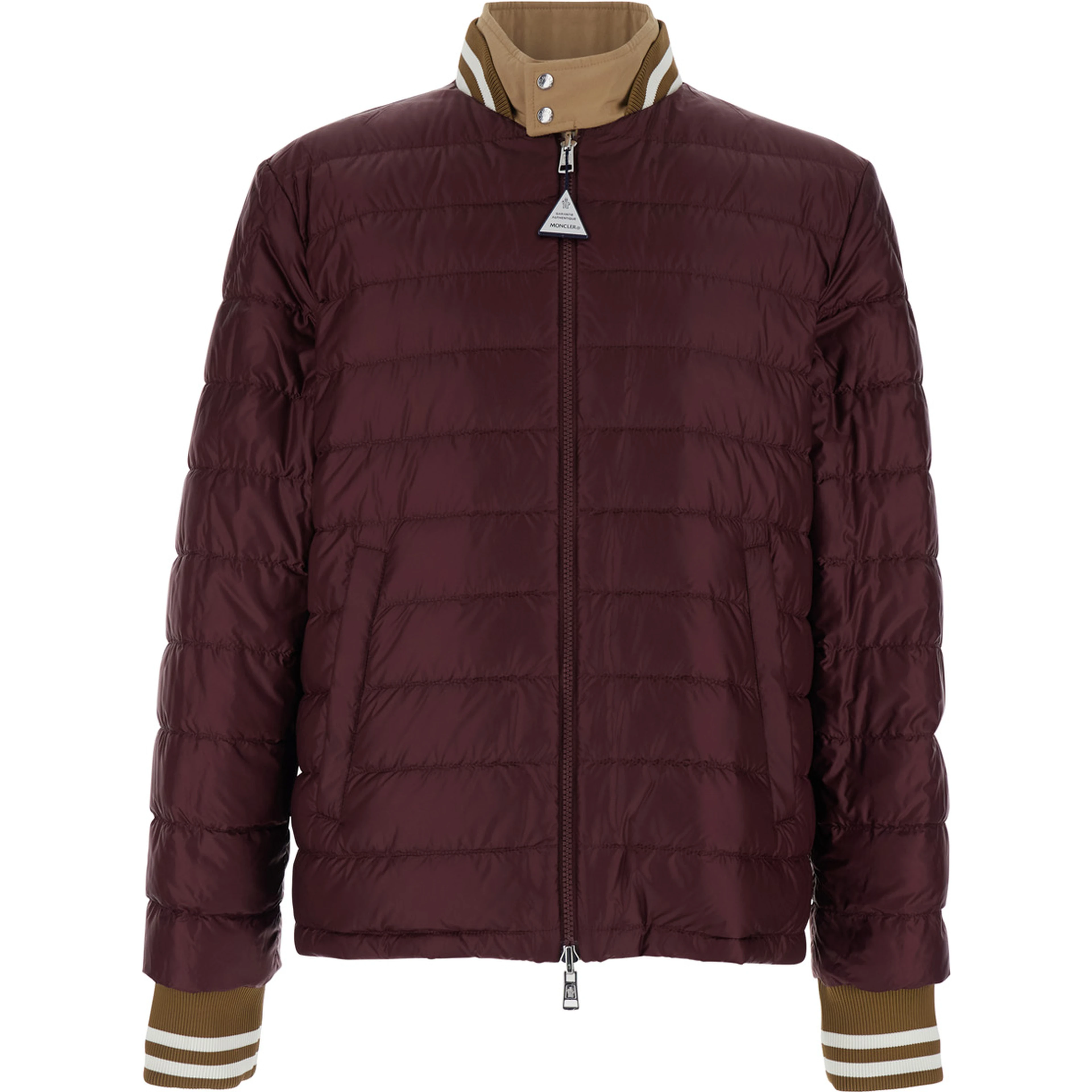Reversible Prieure Puffer Jacket with Logo Patch on Sleeve in Beige for Men