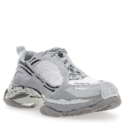 TRIPLE-S 2 Grey Sneakers with Logo on the front and back and Worn Effect in Leather for men