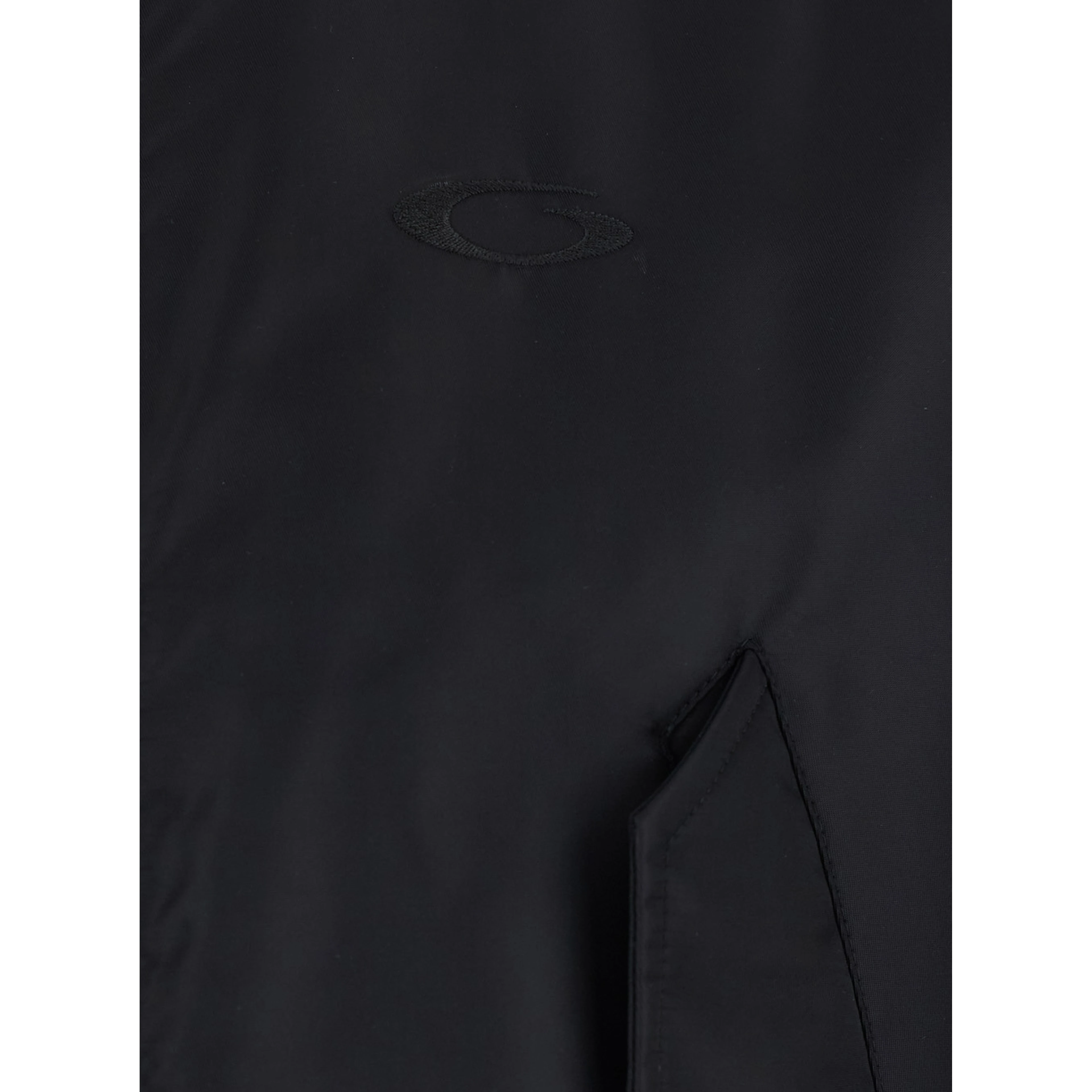 Bomber Jacket with High Collar and Two Side Pockets in Black Tech Fabric for Women