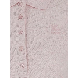 Pink Dress with Polo Collar and Front Logo in Cotton for Women
