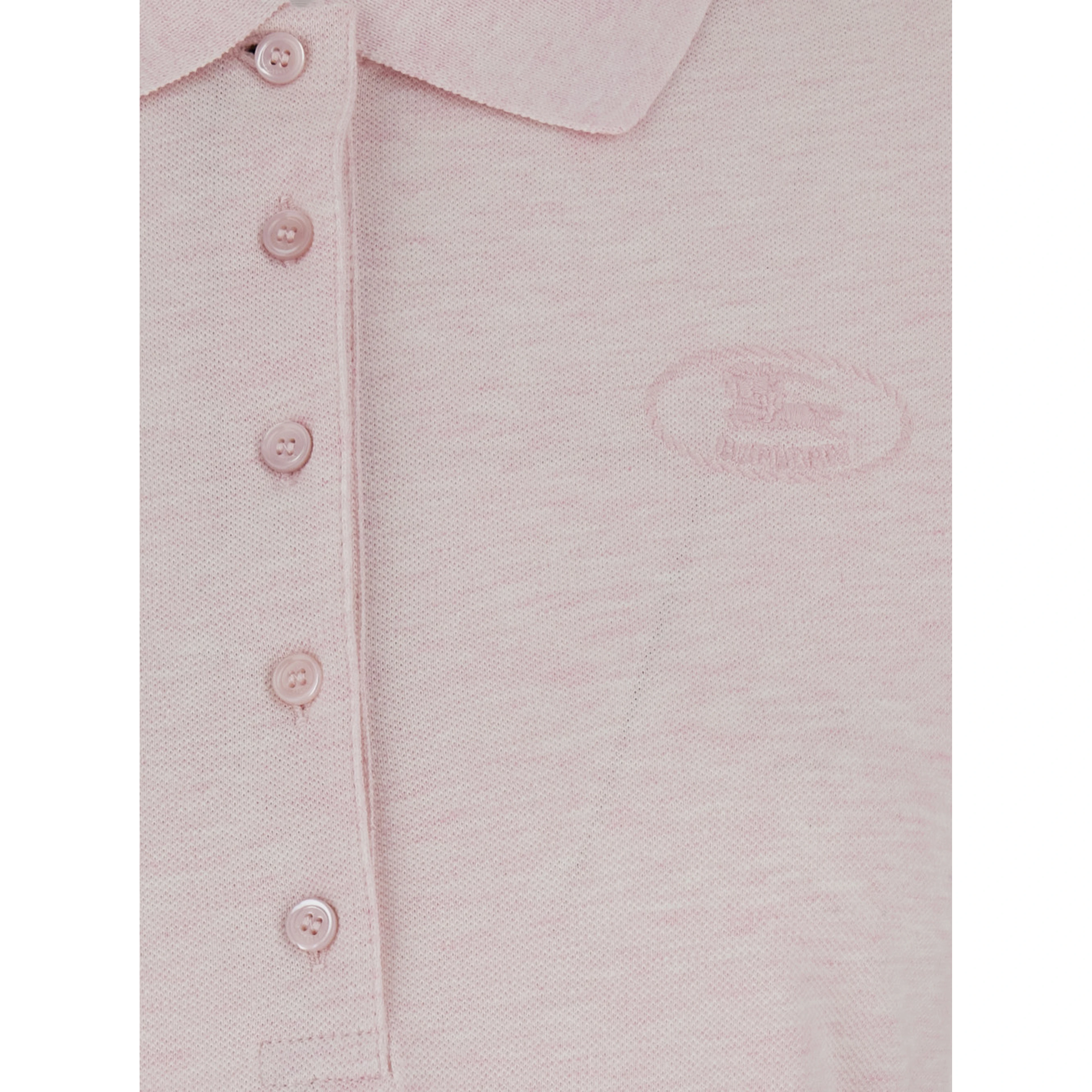 Pink Dress with Polo Collar and Front Logo in Cotton for Women
