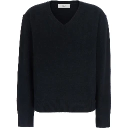 UNISEX CASHMERE V-NECK SWEATER with V-neck and long sleeves in wool and cashmere Black Unisex