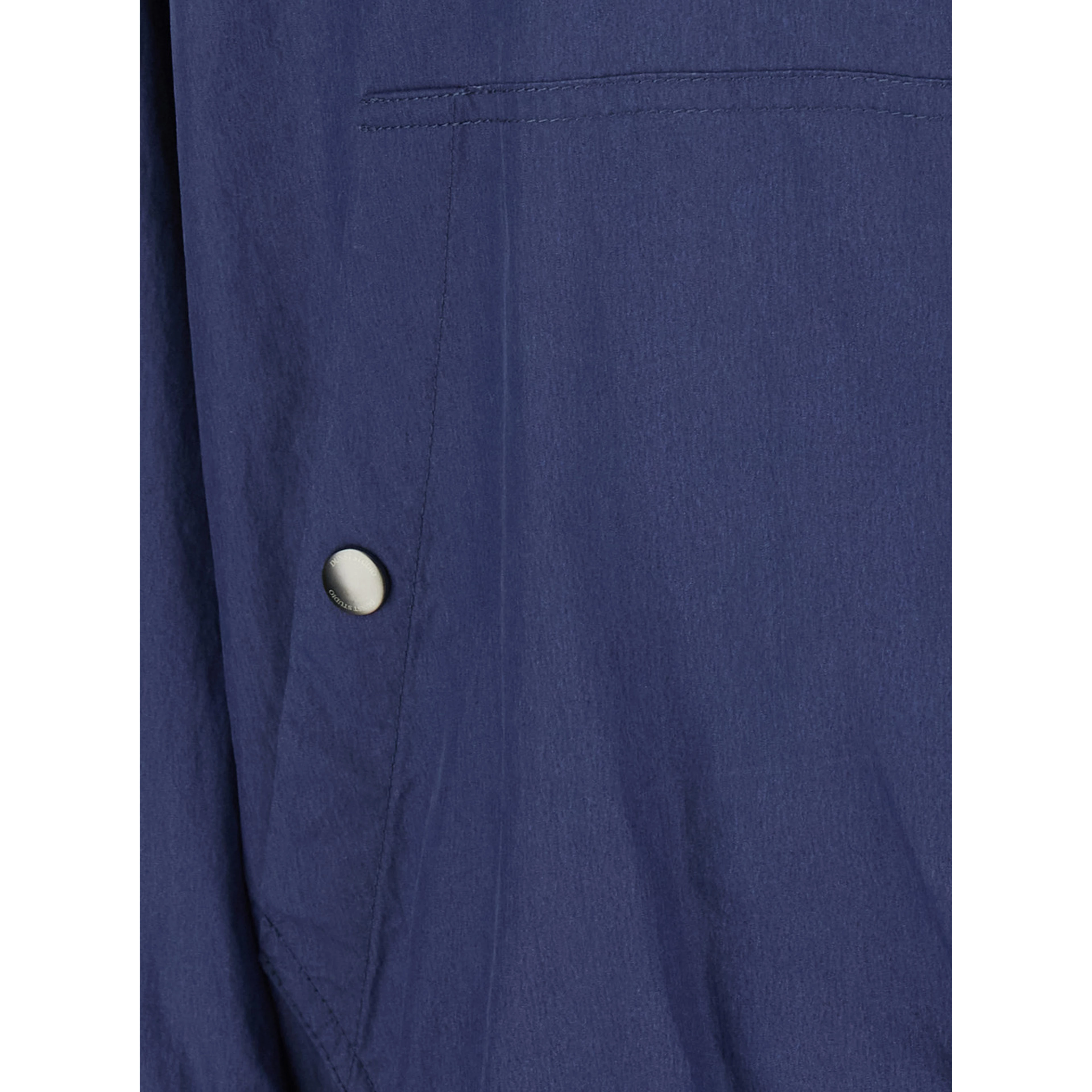 Blue Jacket with Front Zip Closure and Fixed Hood in Cotton Blend for Women