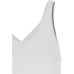 Top with V-Neck and Side Monile Details in White Cotton for Women