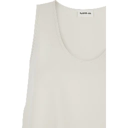 Sleeveless Top with Round Neck in White Fabric for Women