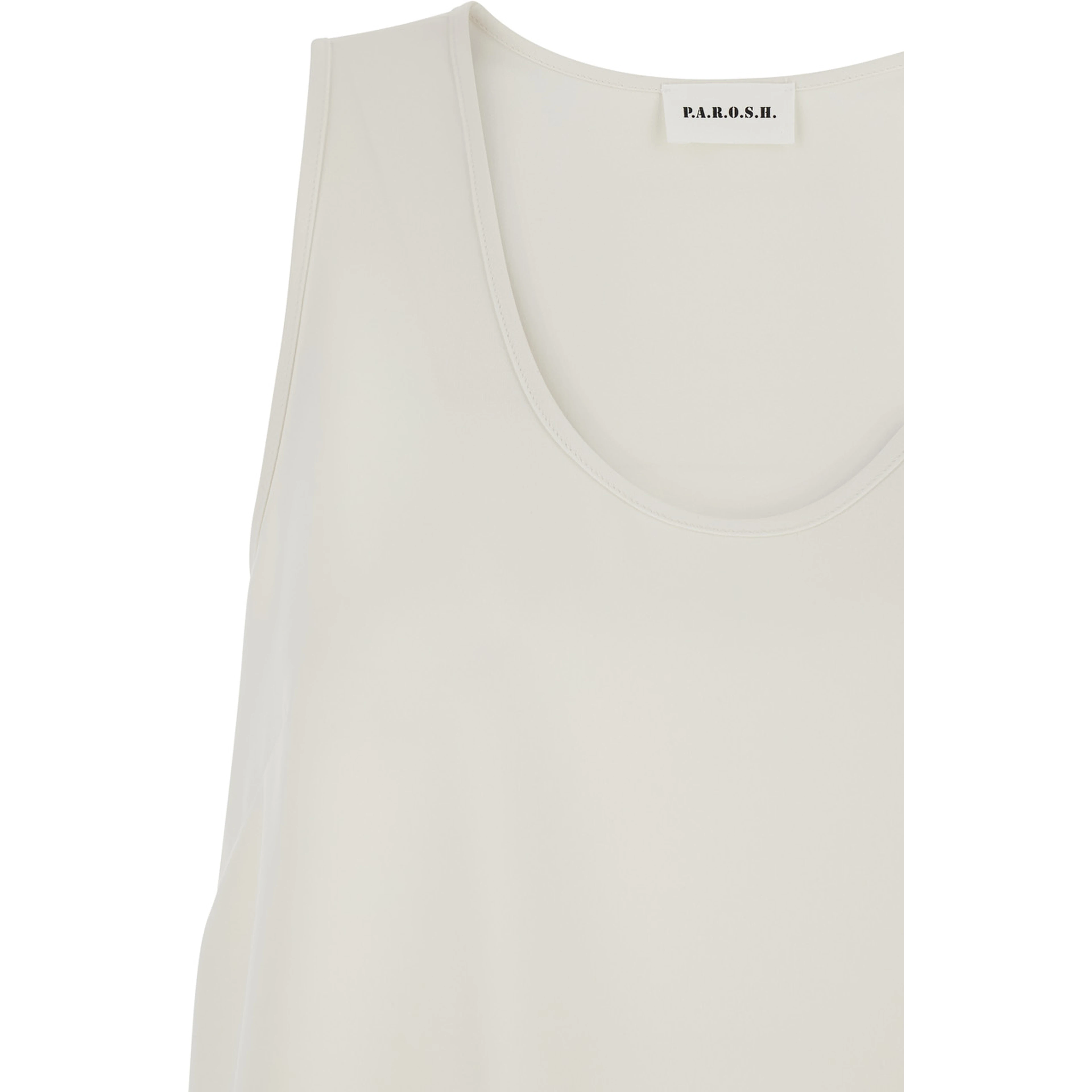 Sleeveless Top with Round Neck in White Fabric for Women