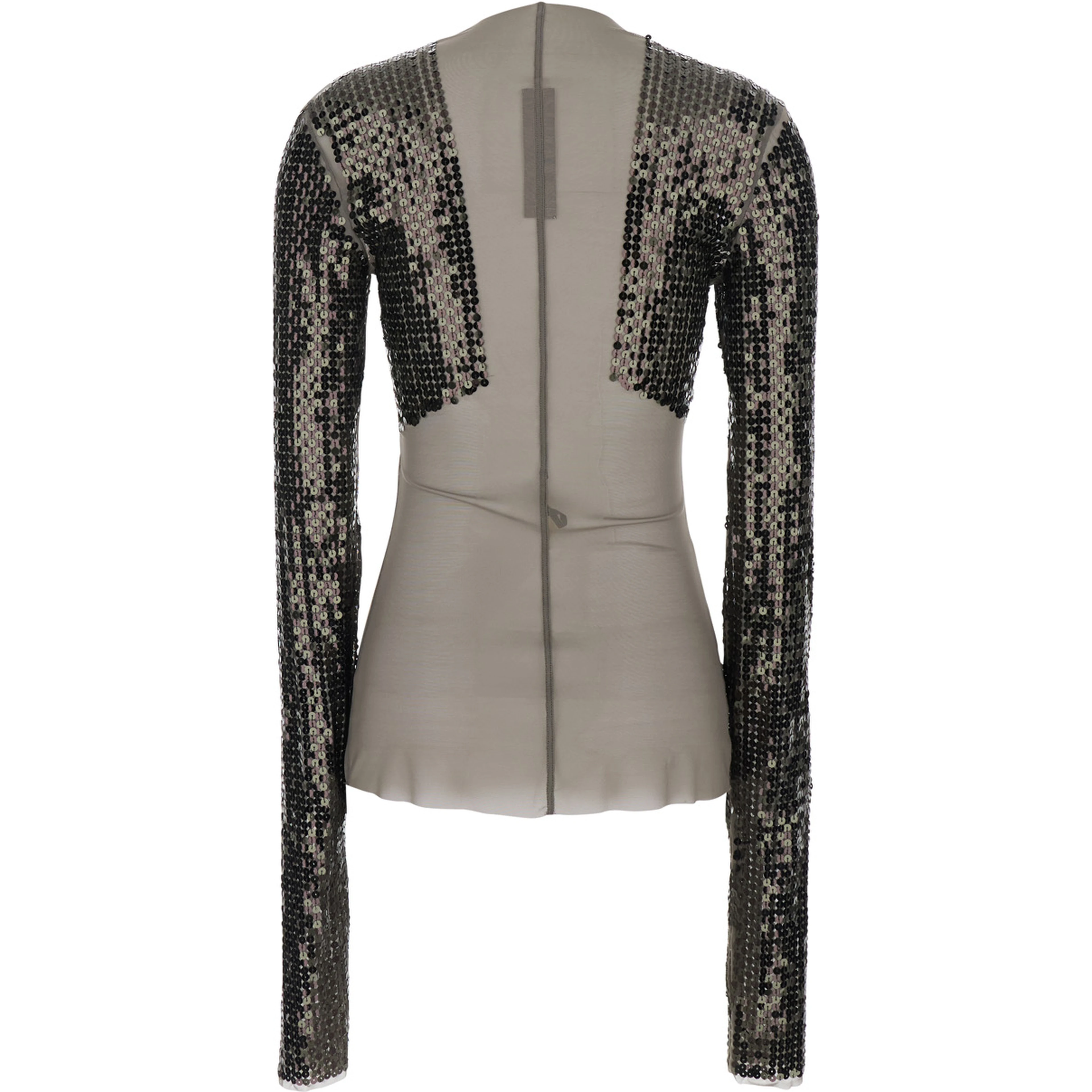 T-Shirt Dennis Short with Long Sleeves with Sequins in Tech Fabric Stretch Gray Women