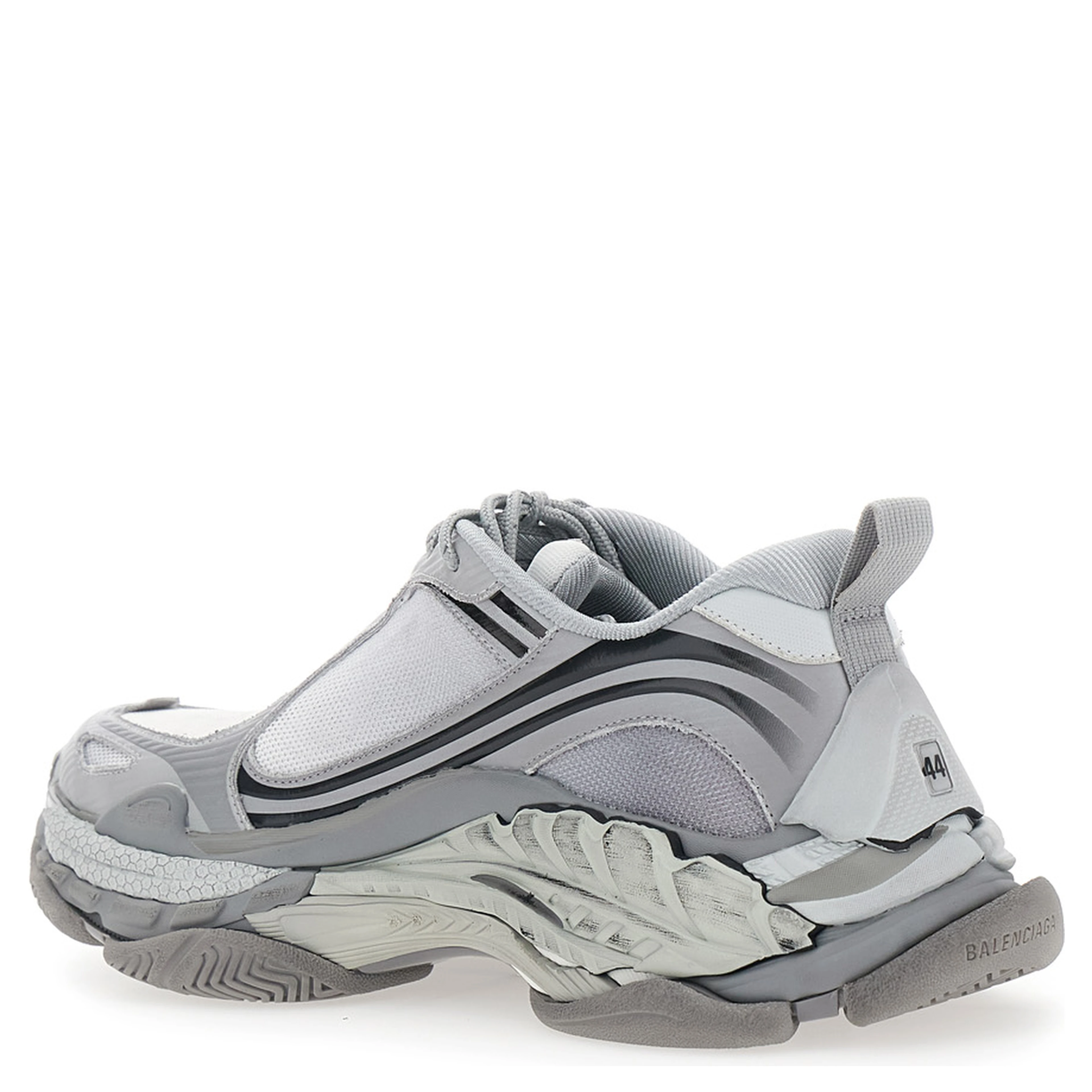 TRIPLE-S 2 Grey Sneakers with Logo on the front and back and Worn Effect in Leather for men