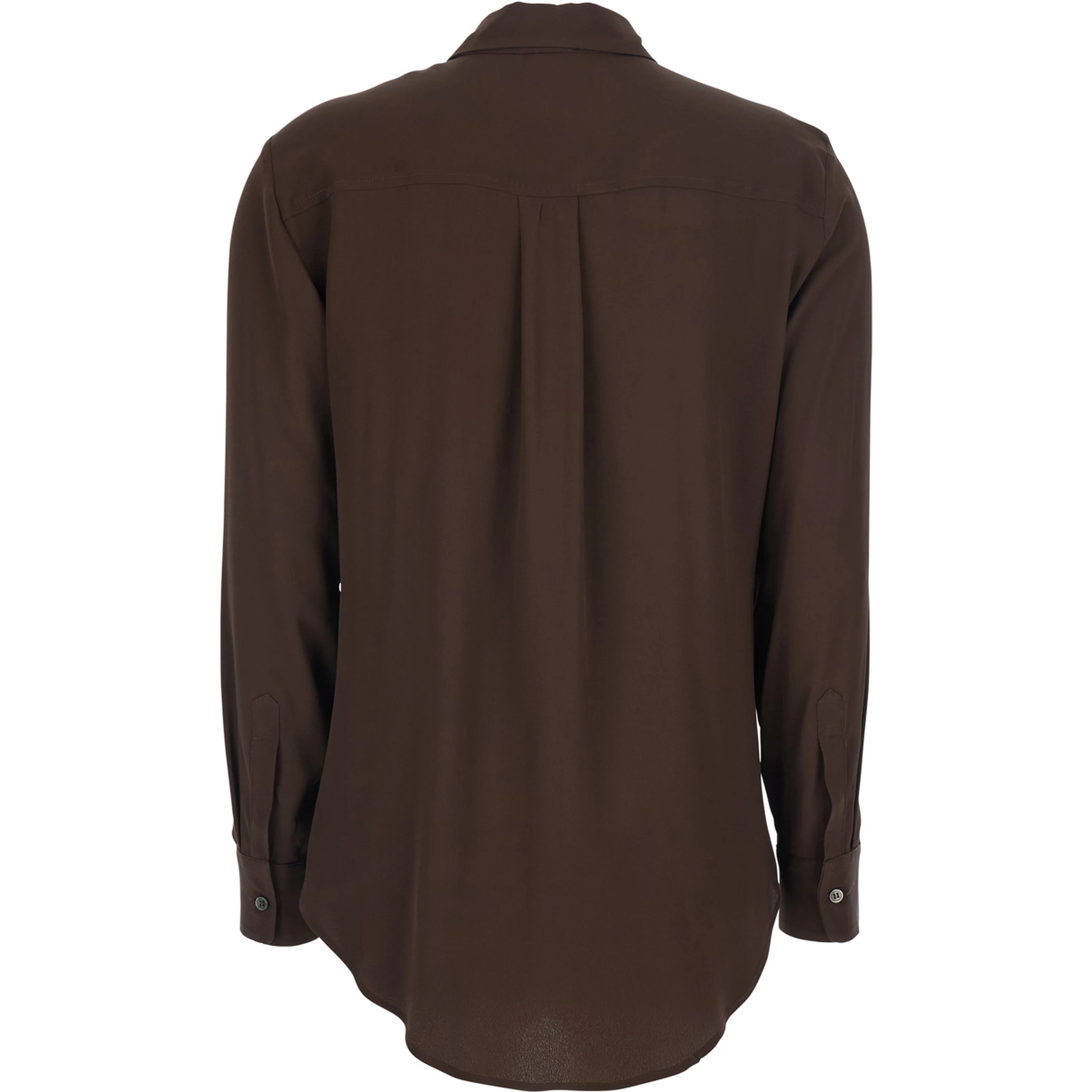 Brown Shirt with Applied Pockets on the Front in Silk Blend Woman
