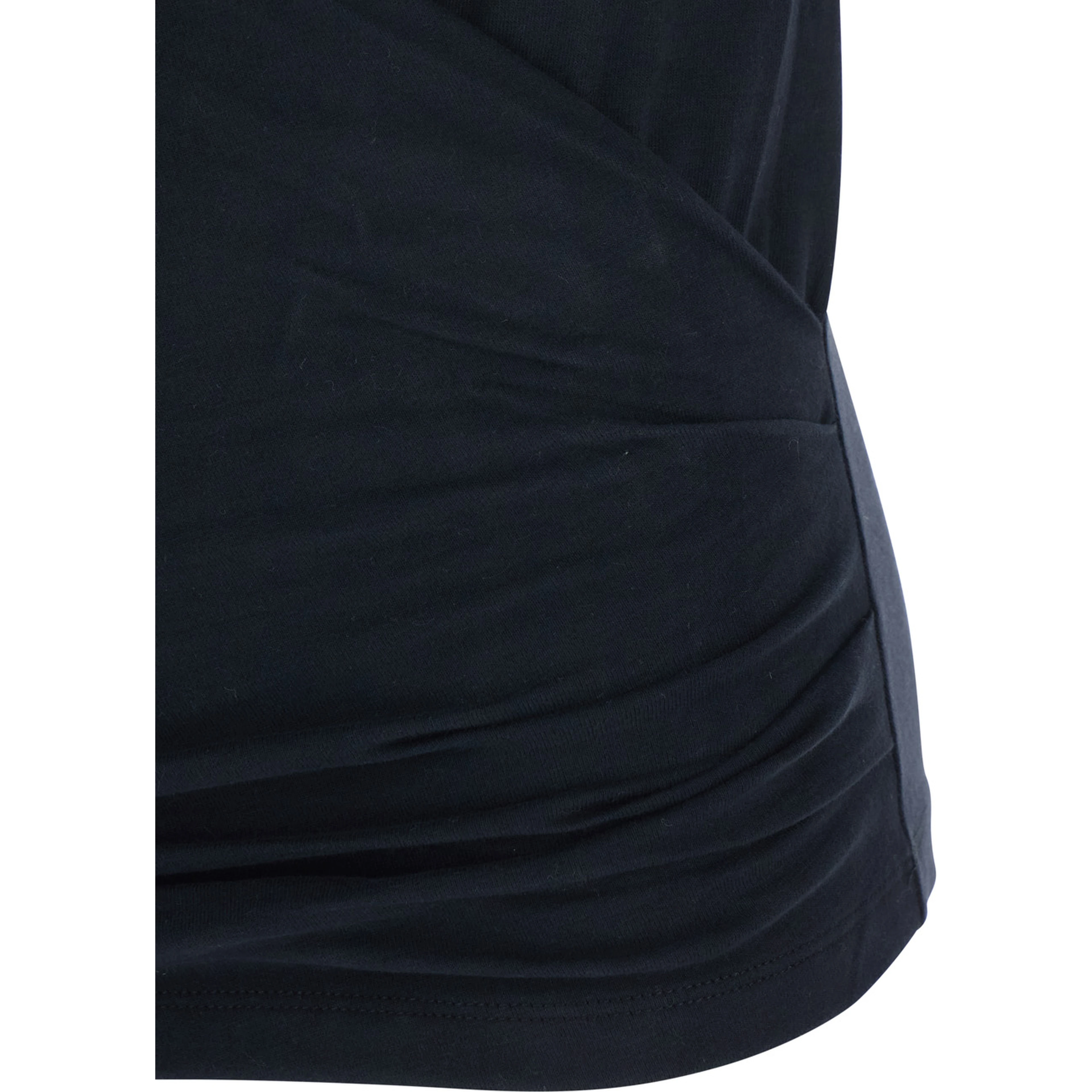 Maisan Black Crew Neck T-Shirt in Cotton for Women