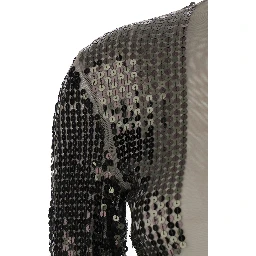 T-Shirt Dennis Short with Long Sleeves with Sequins in Tech Fabric Stretch Gray Women