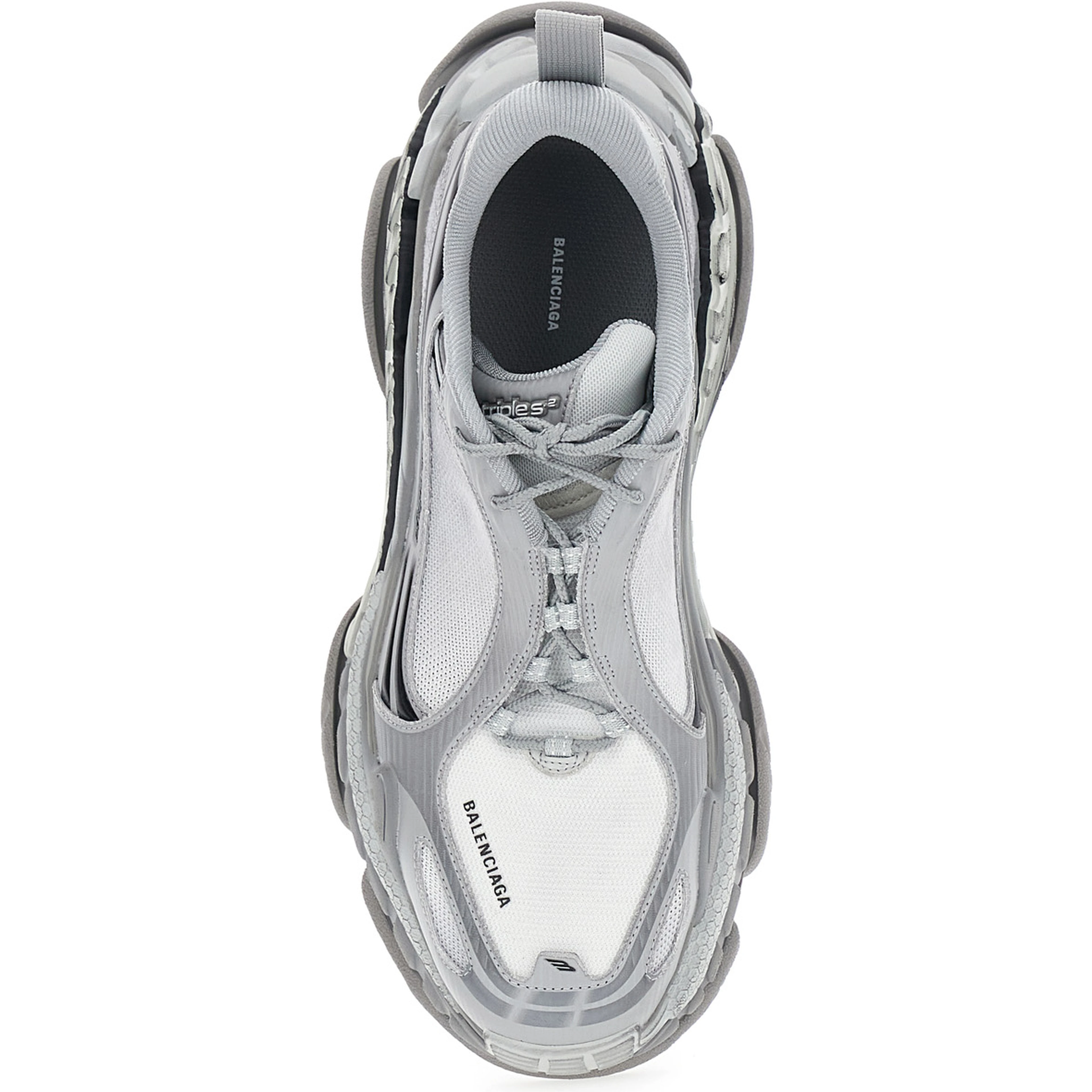 TRIPLE-S 2 Grey Sneakers with Logo on the front and back and Worn Effect in Leather for men