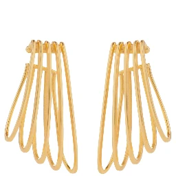 gold-colored Earrings with five-ring design in metal women