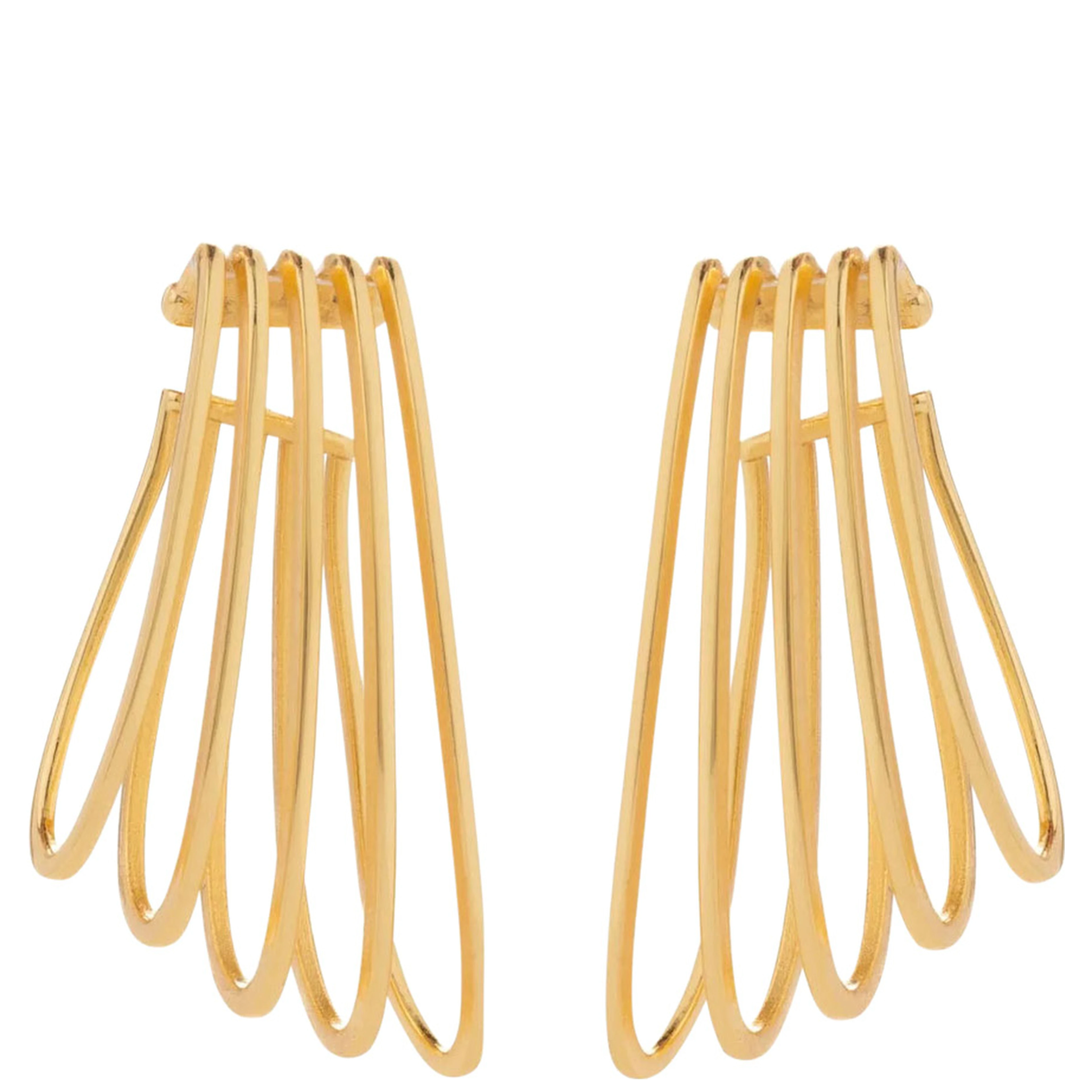 gold-colored Earrings with five-ring design in metal women