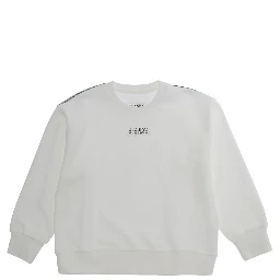 white Sweatshirt with round neck and logo on the front in cotton for Boy