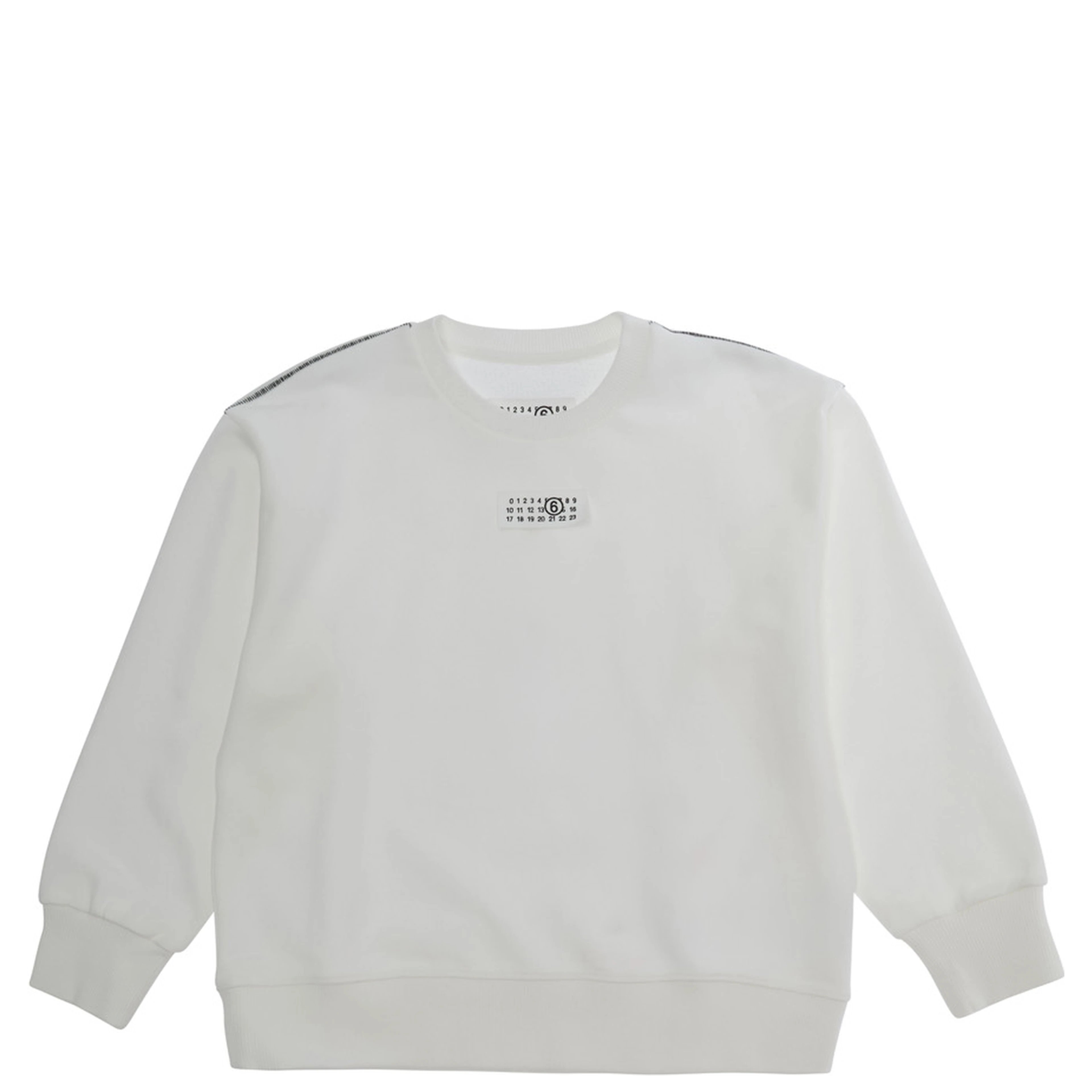 white Sweatshirt with round neck and logo on the front in cotton for Boy