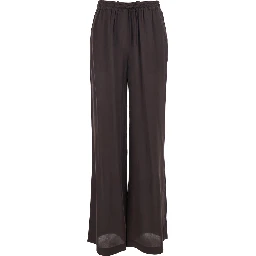 Brown Womens Silk Drawstring Waist Pants