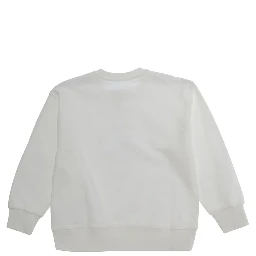 white Sweatshirt with round neck and logo on the front in cotton for Boy