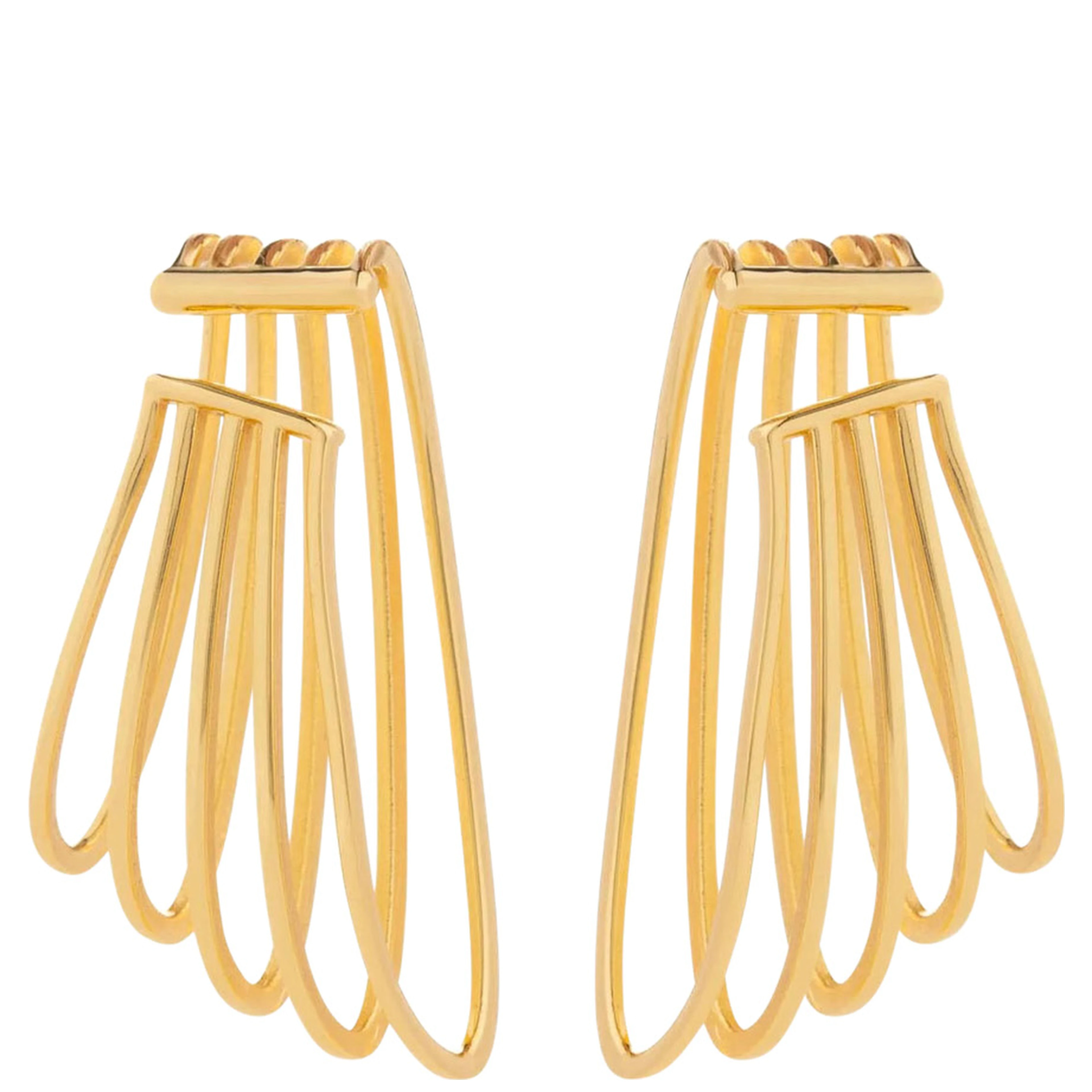 gold-colored Earrings with five-ring design in metal women