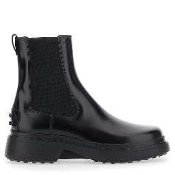 Black Ankle Boots with Elastic Inserts on the Side in Leather Blend for Women